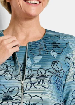Shirtjacke aus geringeltem Struktur-Jersey