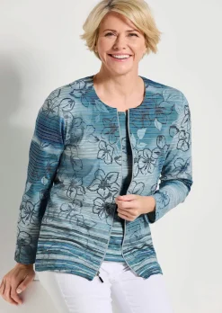 Shirtjacke aus geringeltem Struktur-Jersey