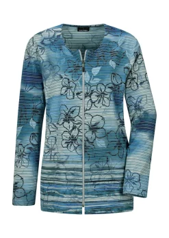 Shirtjacke aus geringeltem Struktur-Jersey