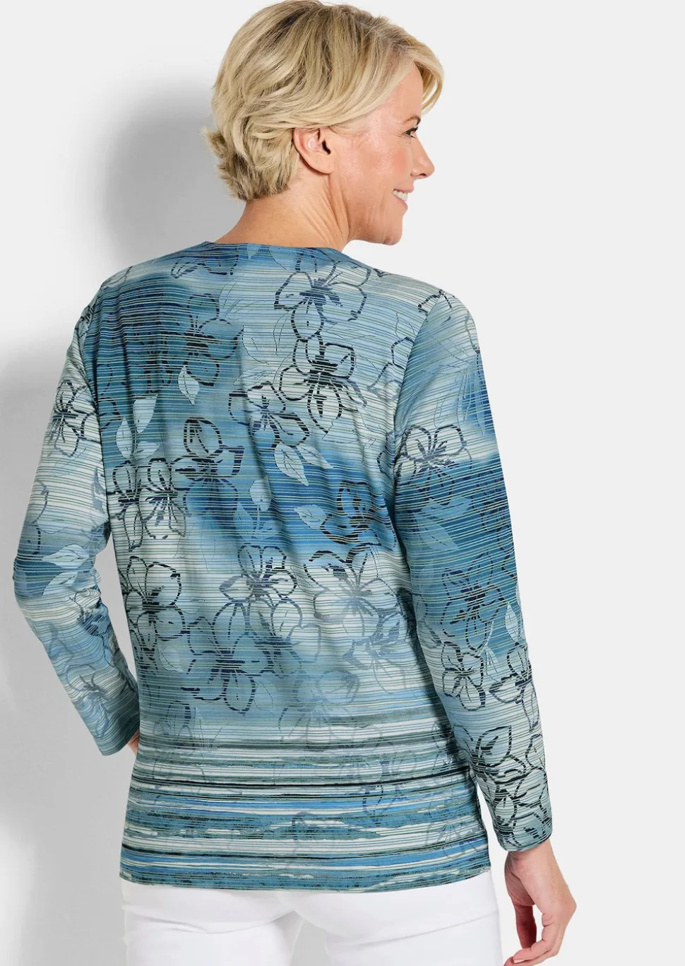 Shirtjacke aus geringeltem Struktur-Jersey