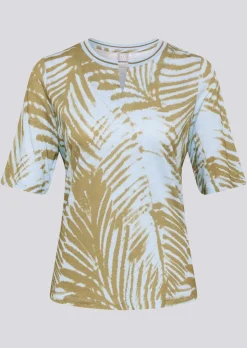 Shirt mit Blätterprint aus Flammengarn