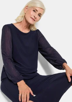 Shirt mit glitzernden Chiffon-Ärmeln
