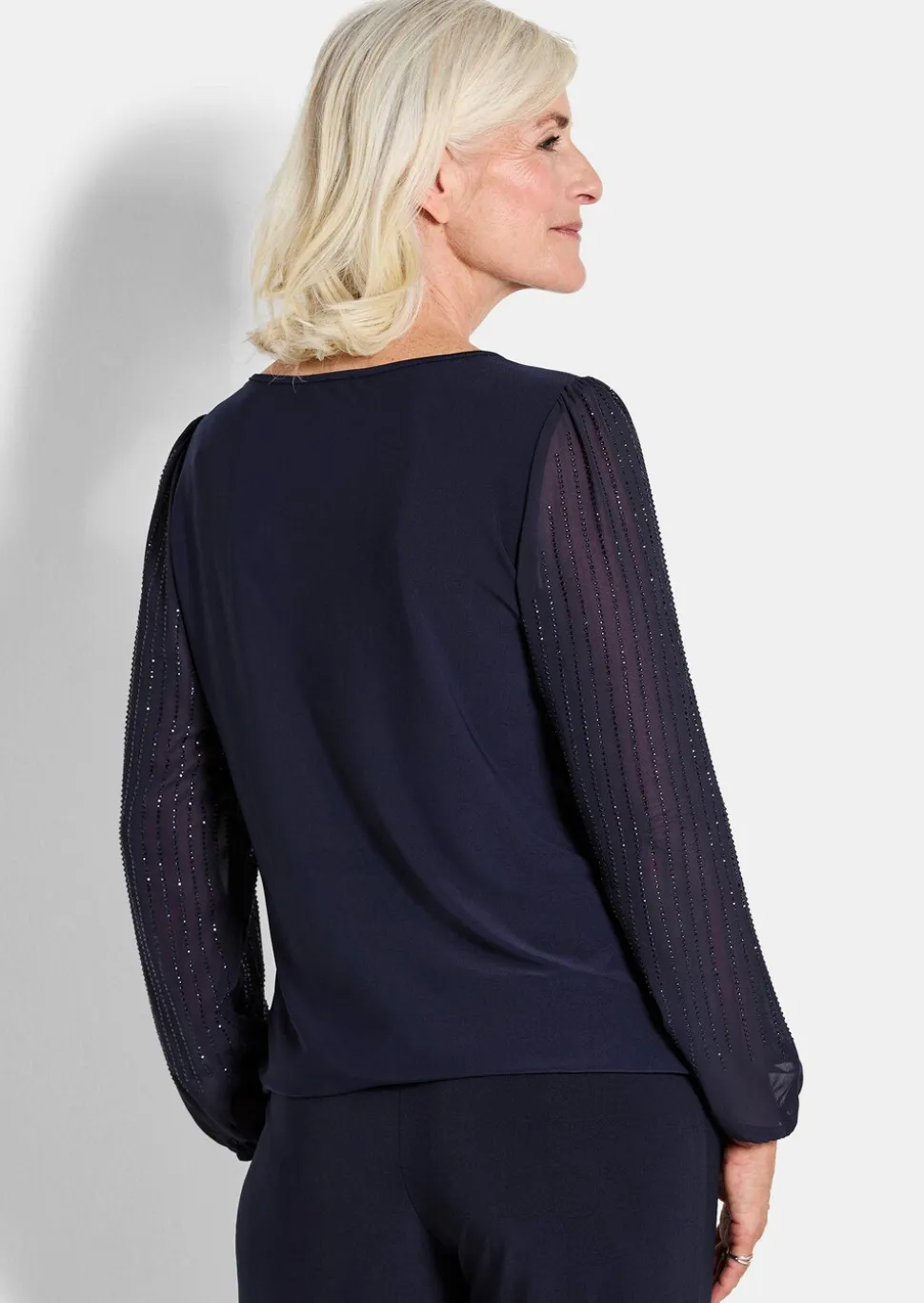 Shirt mit glitzernden Chiffon-Ärmeln