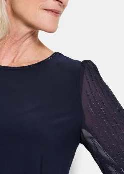 Shirt mit glitzernden Chiffon-Ärmeln