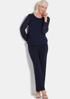 Shirt mit glitzernden Chiffon-Ärmeln