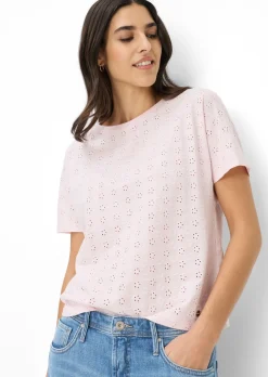 Shirt mit Lochstickerei aus reiner Baumwolle