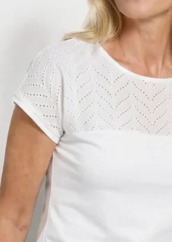 Shirt mit Spitze aus Baumwolle und Jersey