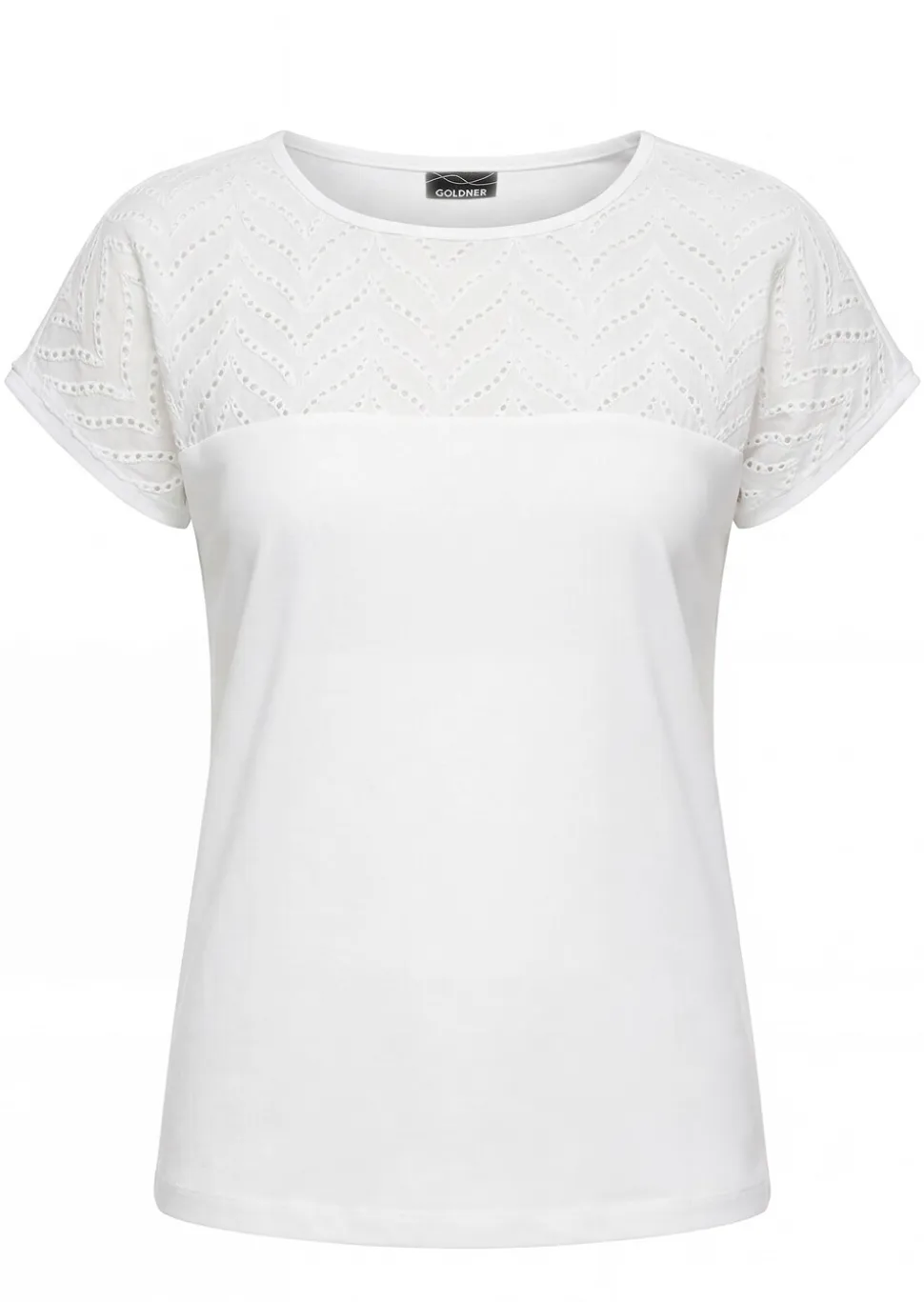 Shirt mit Spitze aus Baumwolle und Jersey