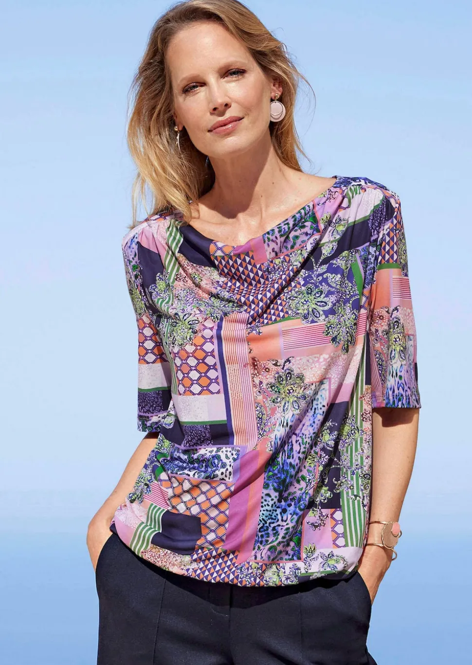 Shirt mit Wasserfallausschnitt