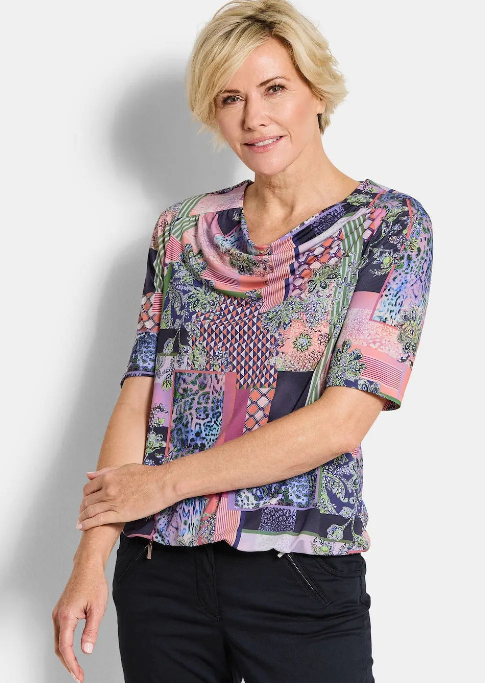 Shirt mit Wasserfallausschnitt