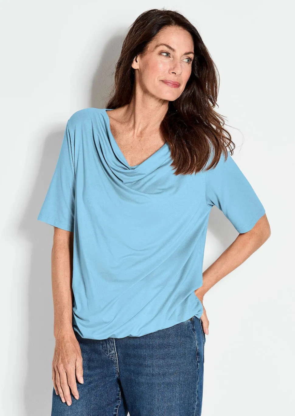 Shirt mit Wasserfallausschnitt