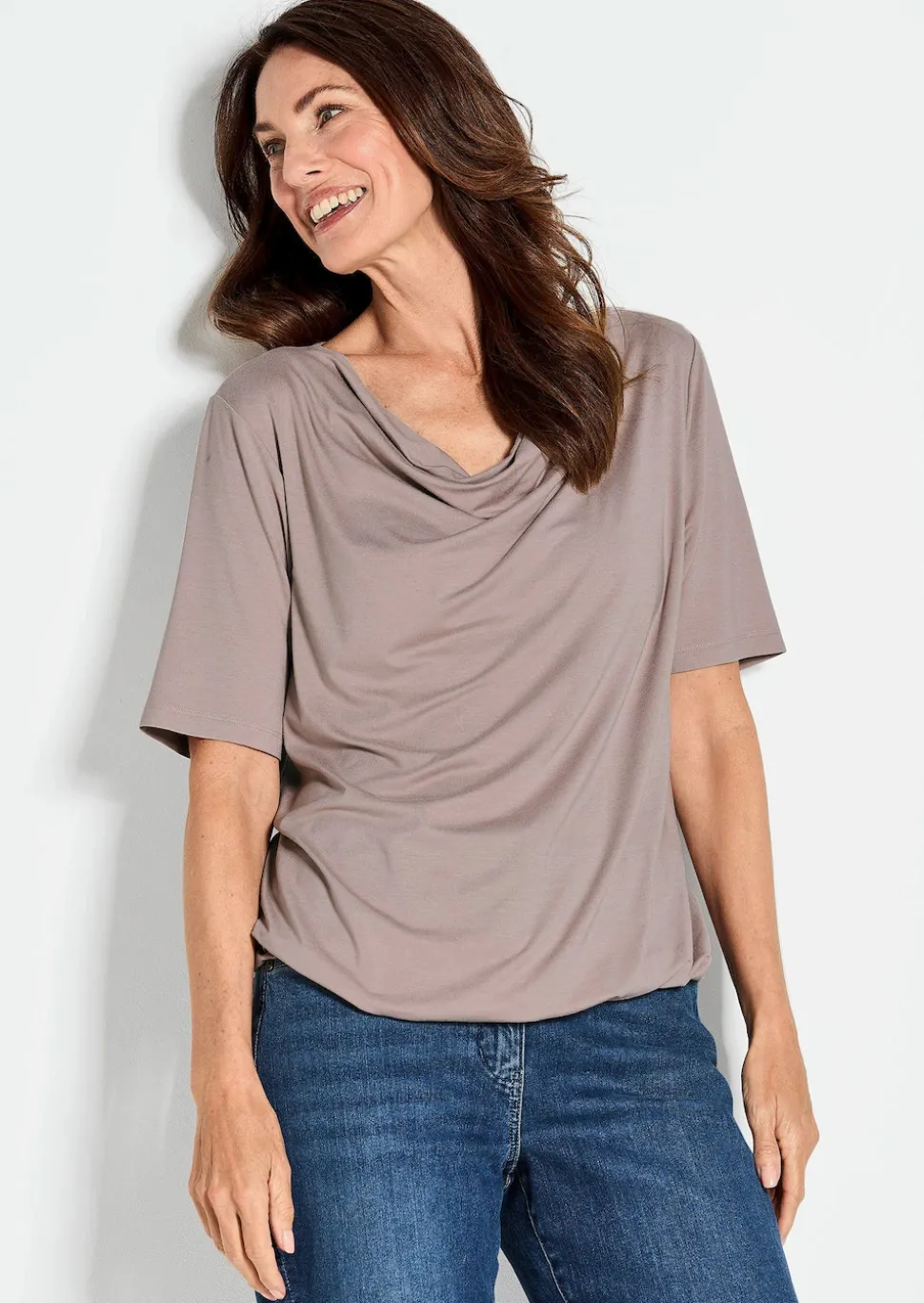 Shirt mit Wasserfallausschnitt