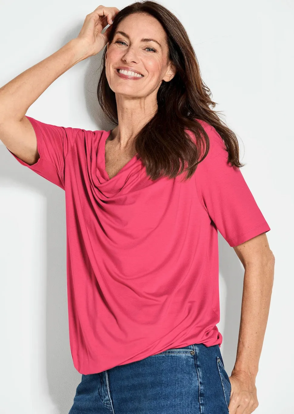Shirt mit Wasserfallausschnitt