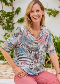 Shirt mit Wasserfallausschnitt