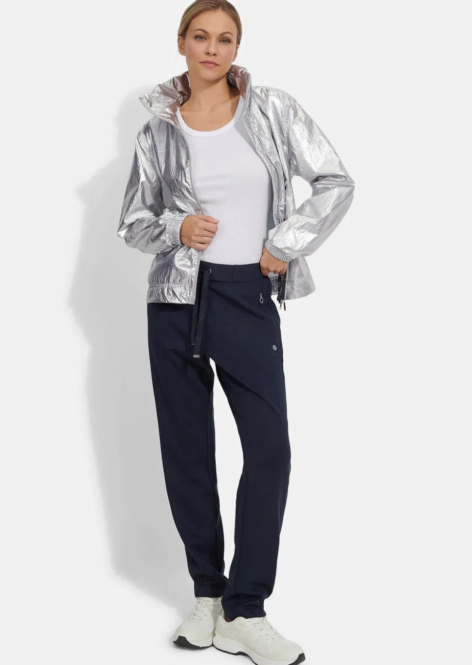 Silbern glänzende Blouson-Jacke