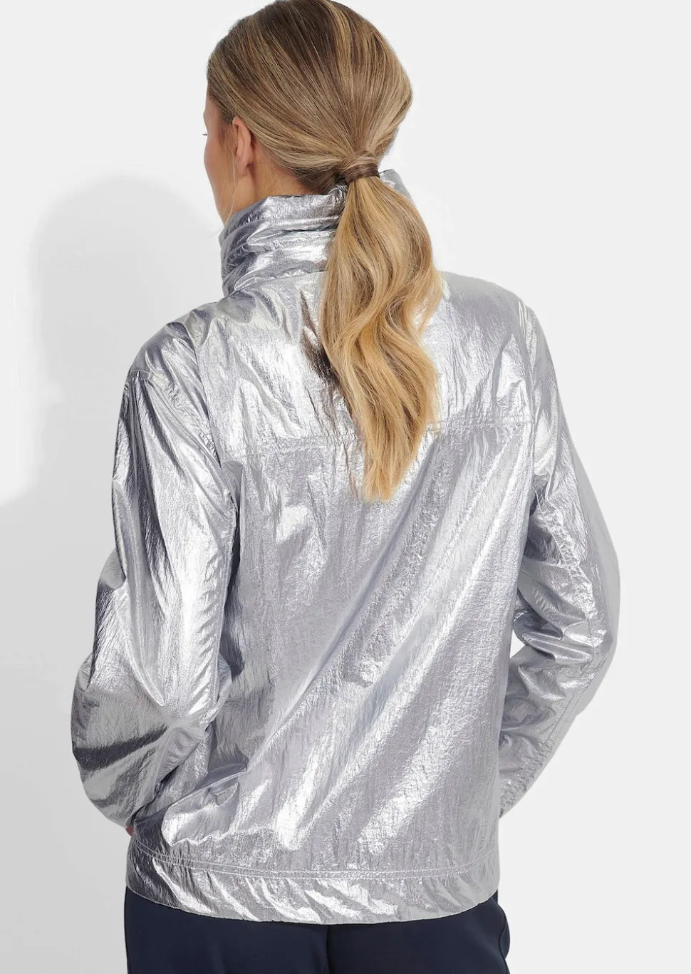 Silbern glänzende Blouson-Jacke
