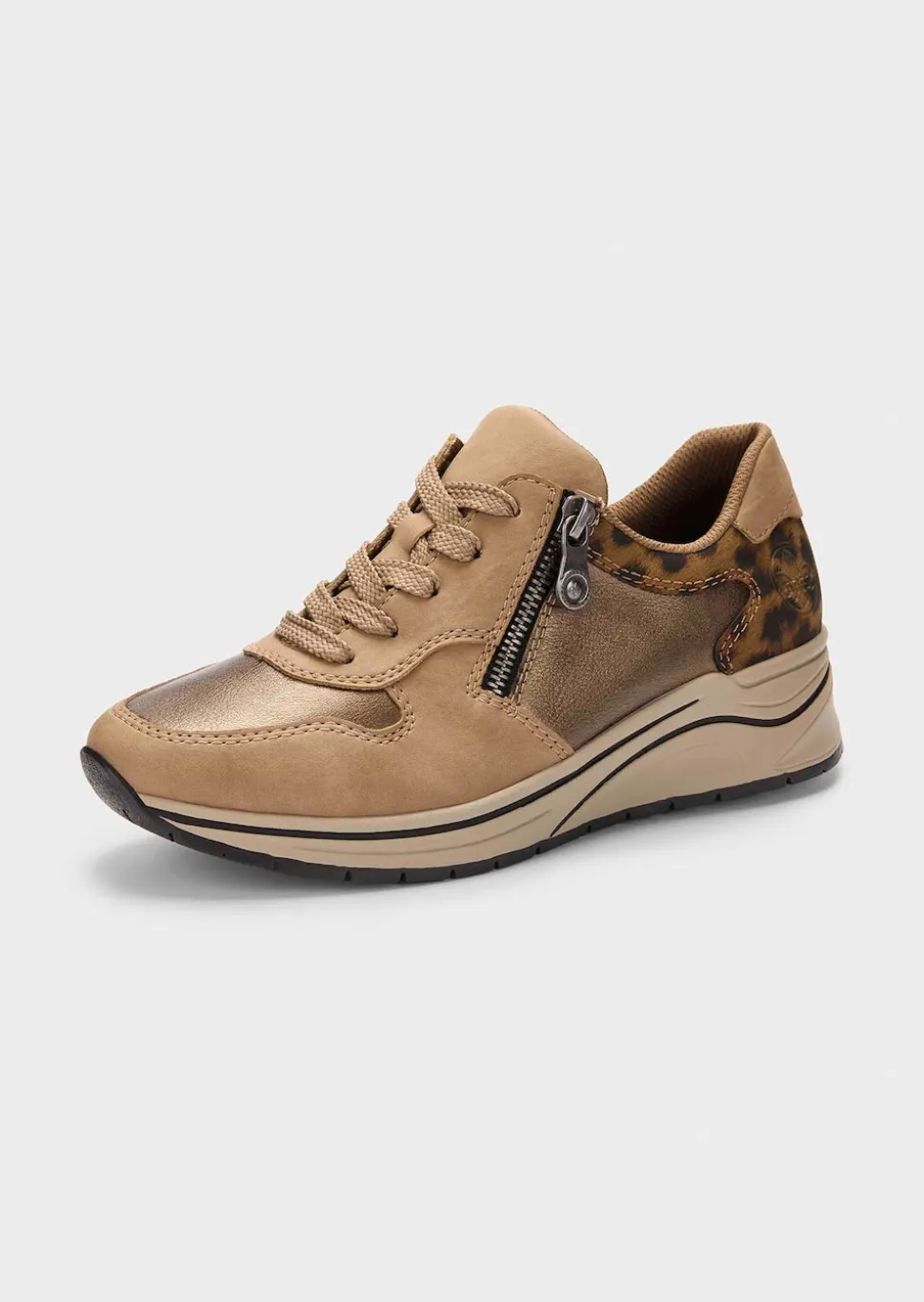 Sneaker mit Animal Print und Metallic-Details
