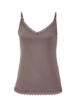 Spaghetti-Trägerhemd mit Spitzenborte