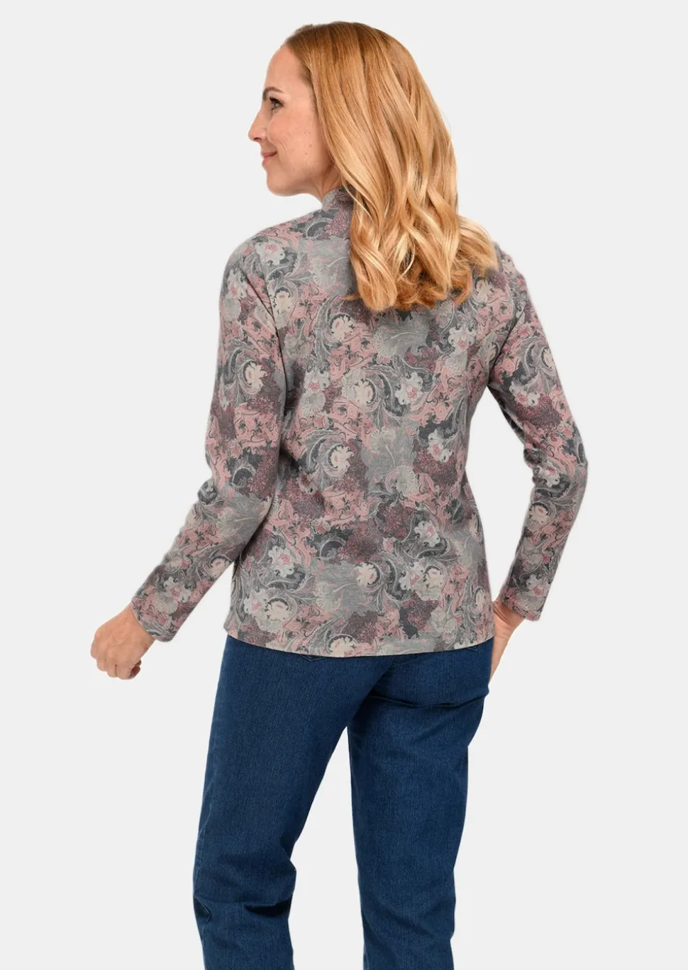 Stehbundpullover mit farbharmonischem Druck