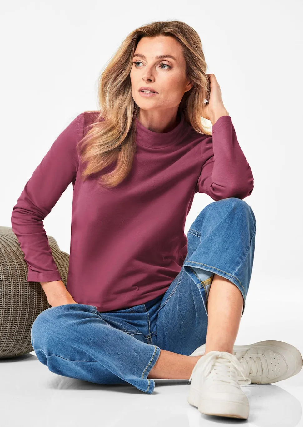 Stehkragenshirt mit Langarm