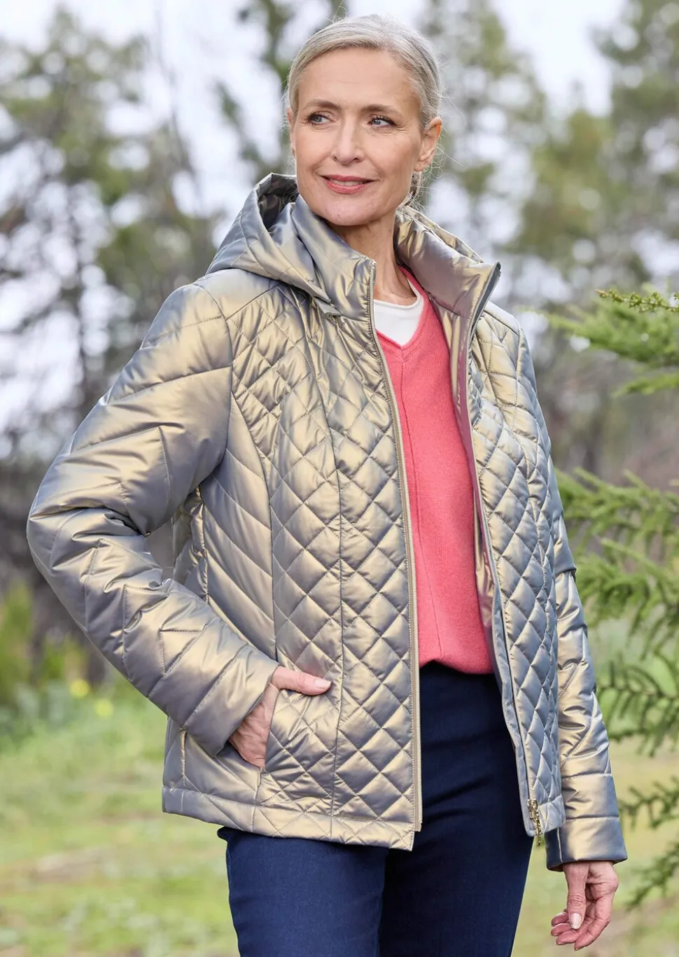 Steppjacke im Metallic-Look