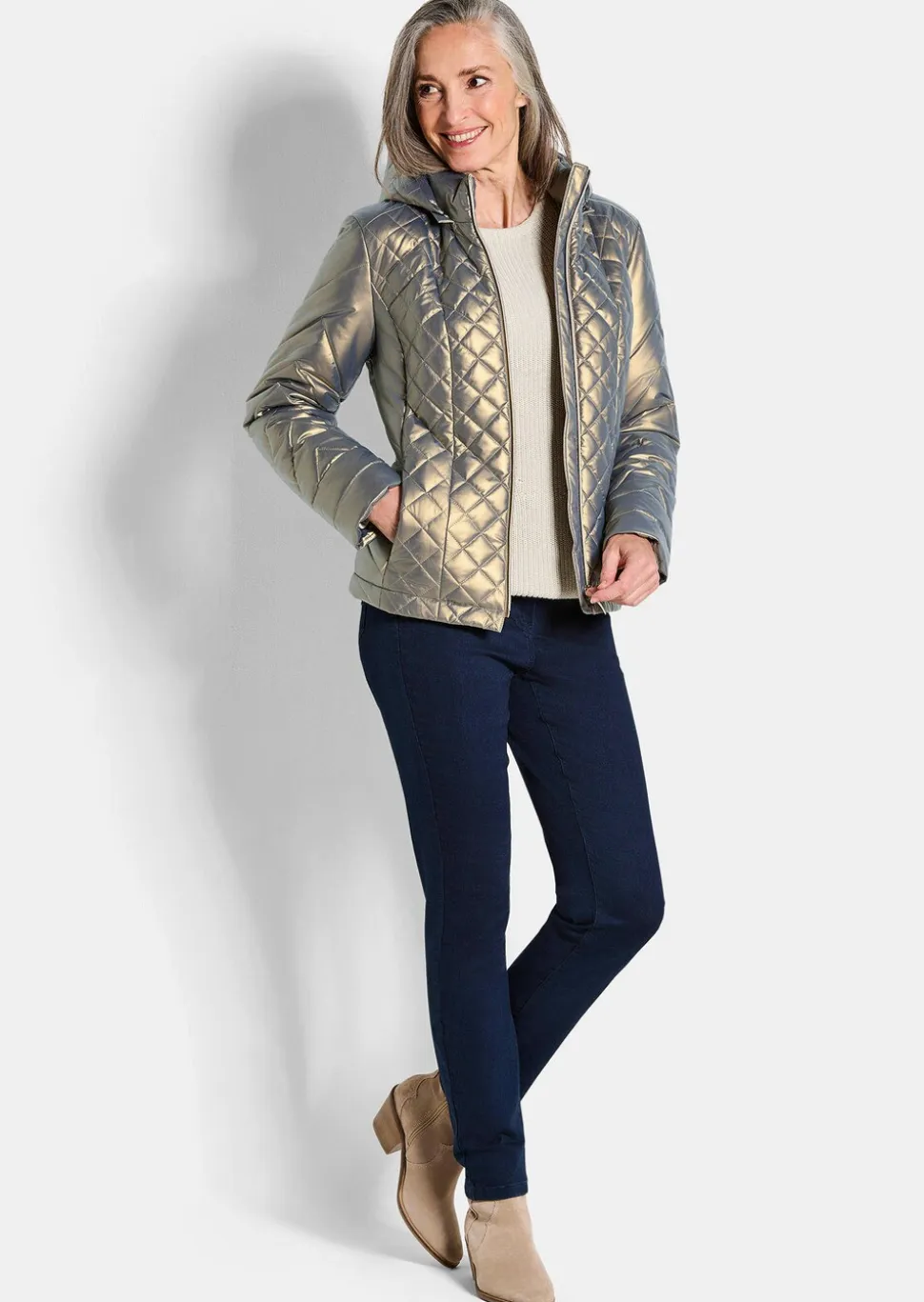 Steppjacke im Metallic-Look