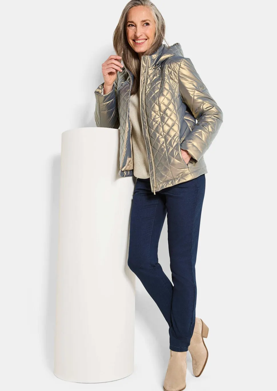 Steppjacke im Metallic-Look