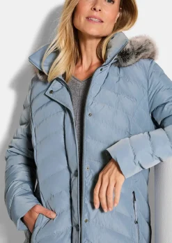 Steppjacke mit abnehmbarer Webpelz-Kapuze