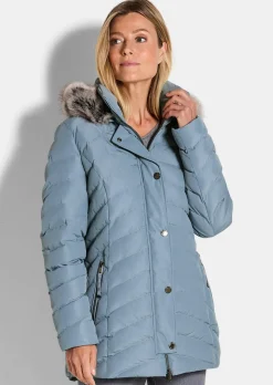 Steppjacke mit abnehmbarer Webpelz-Kapuze