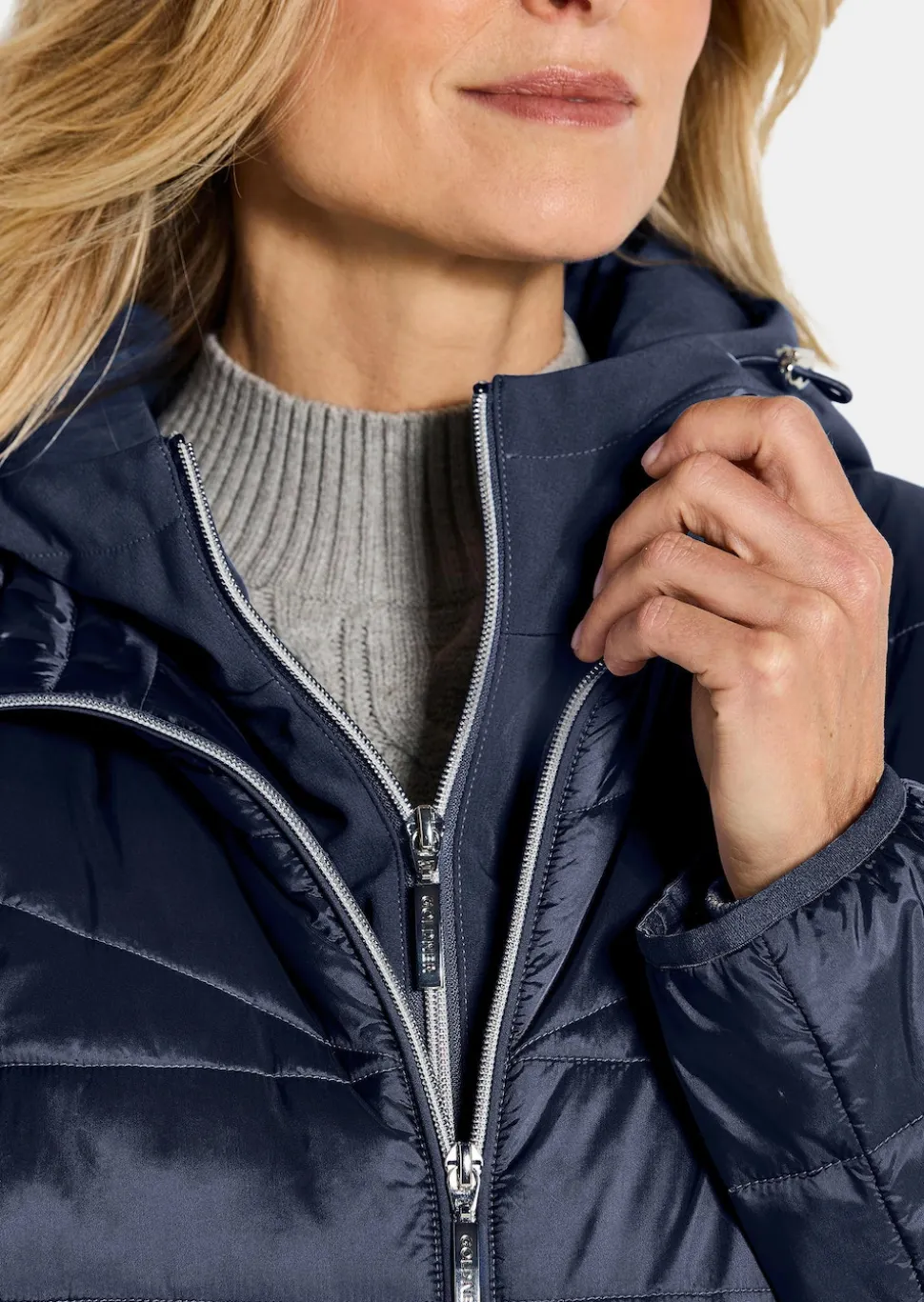 Steppmantel mit Softshell-Einsatz