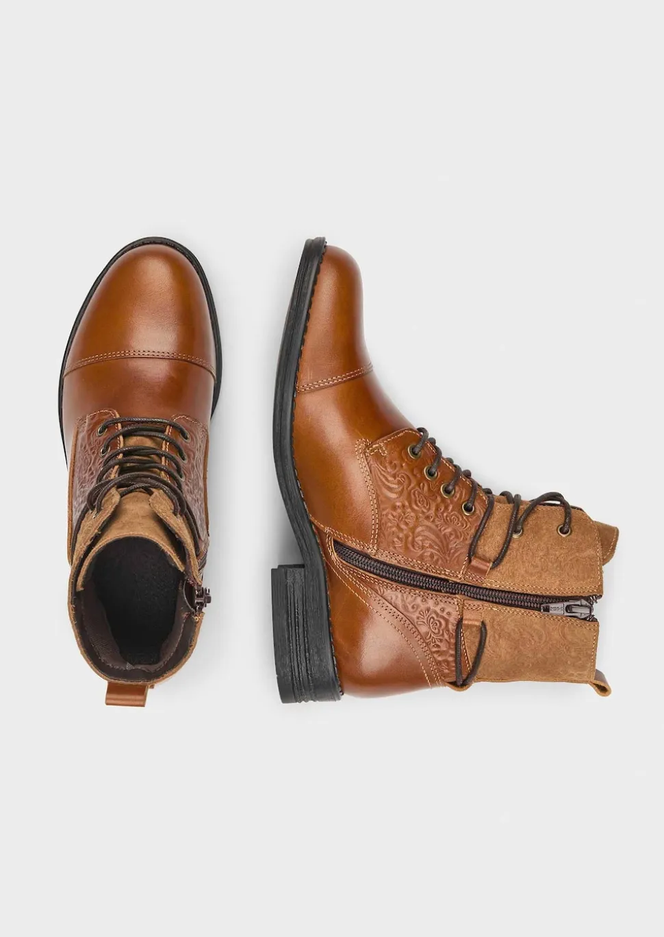 Stiefeletten aus geprägtem Leder