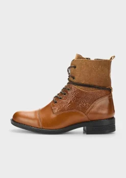 Stiefeletten aus geprägtem Leder