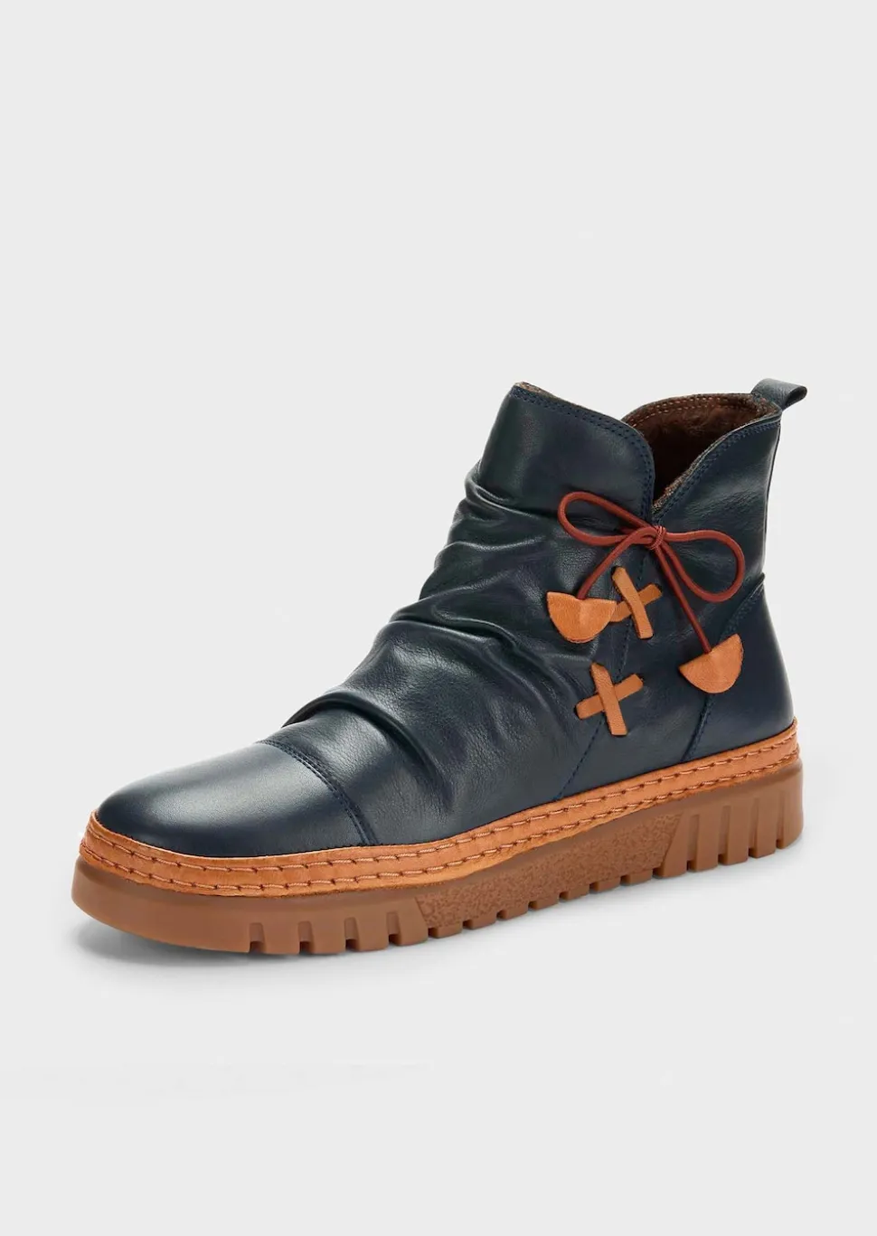 Stiefeletten aus Leder mit Zierschleife