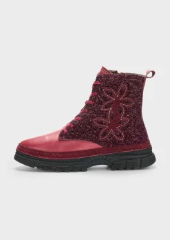Stiefeletten mit Reißverschluss und Blumenmuster
