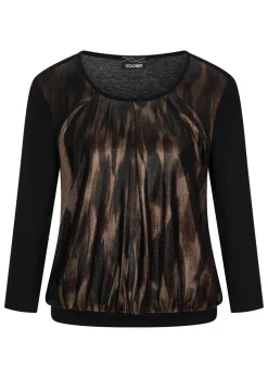 Stretchbequemes Blusenshirt mit schimmerndem Druck