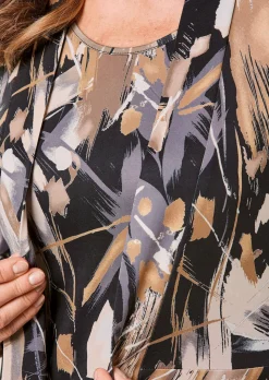 Stretchbequeme Slinky-Longjacke mit aufregendem Druck