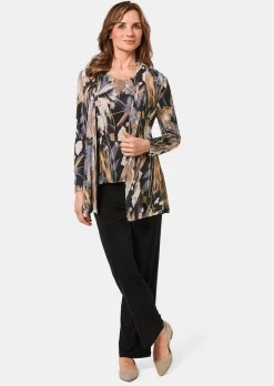 Stretchbequeme Slinky-Longjacke mit aufregendem Druck