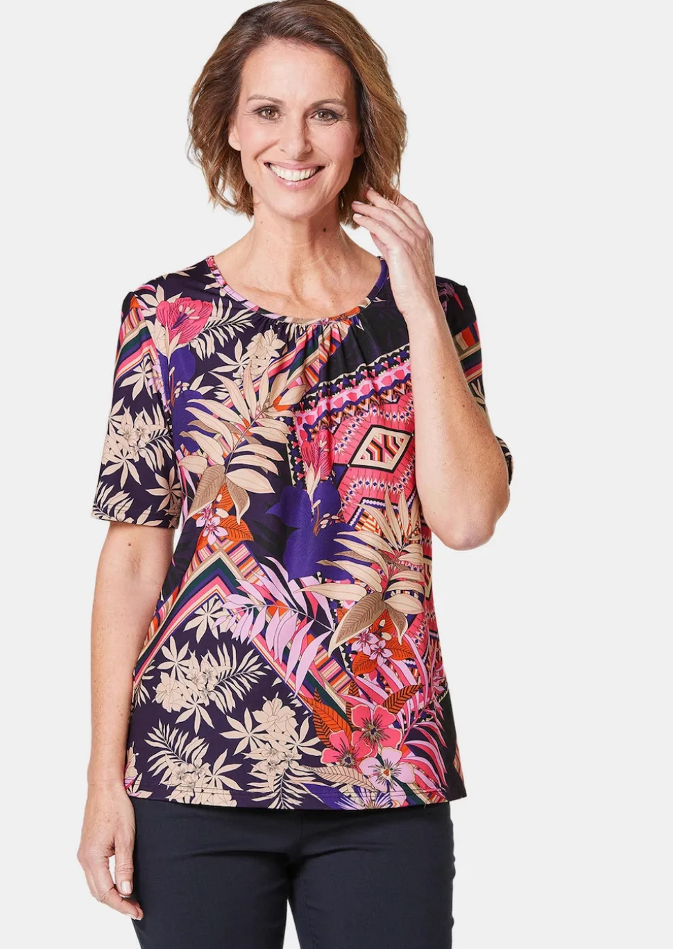 Stretchbequemes Shirt mit extravagantem Druck