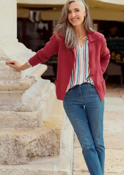 Strickblazer mit aufgesetzten Taschen