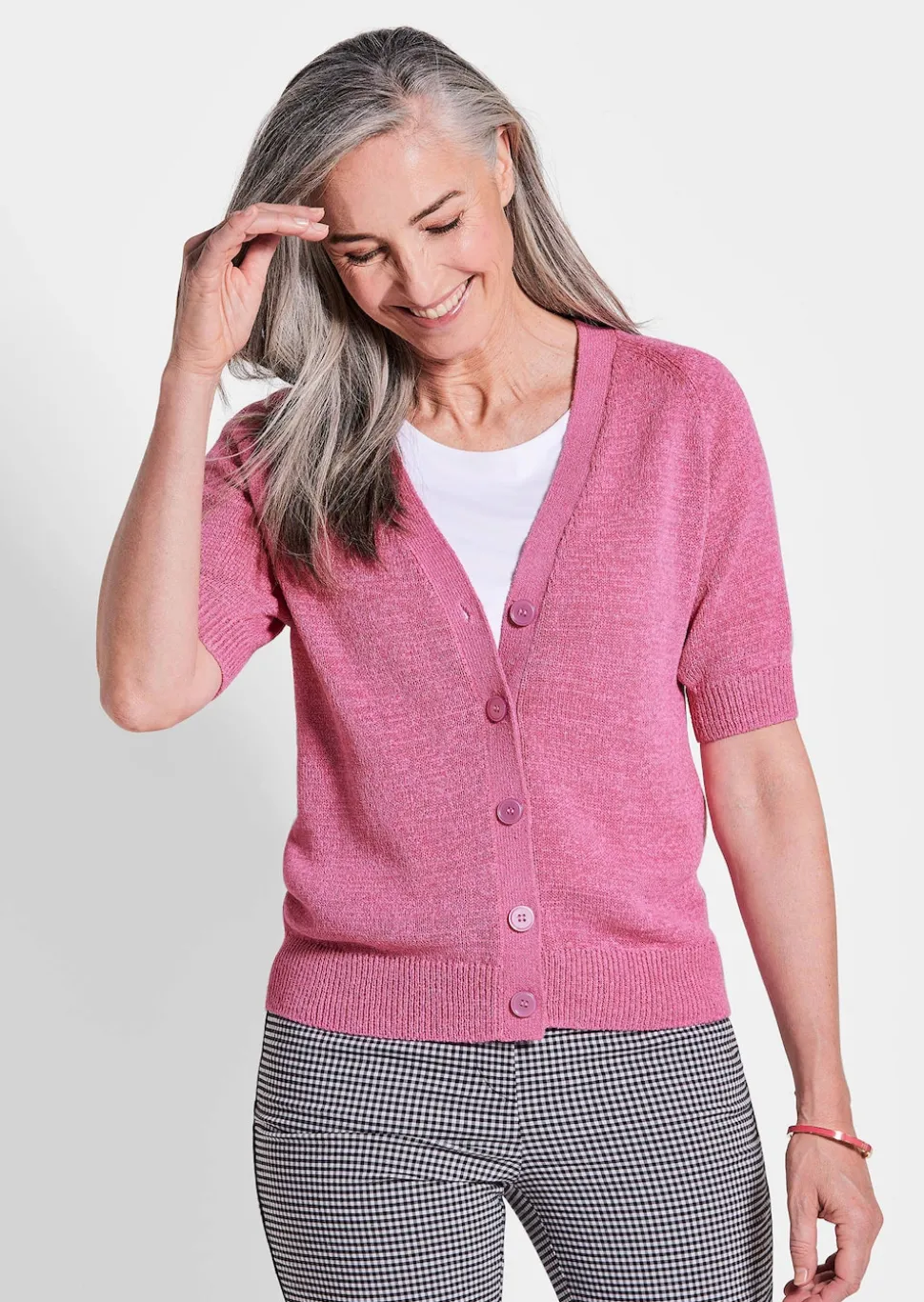 Strickjacke aus kühlem Bändchengarn