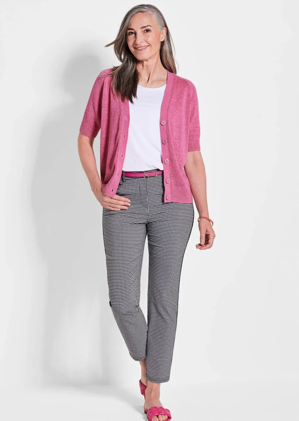 Strickjacke aus kühlem Bändchengarn