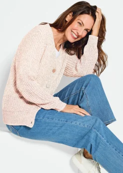 Strickjacke aus Multicolor-Bändchengarn