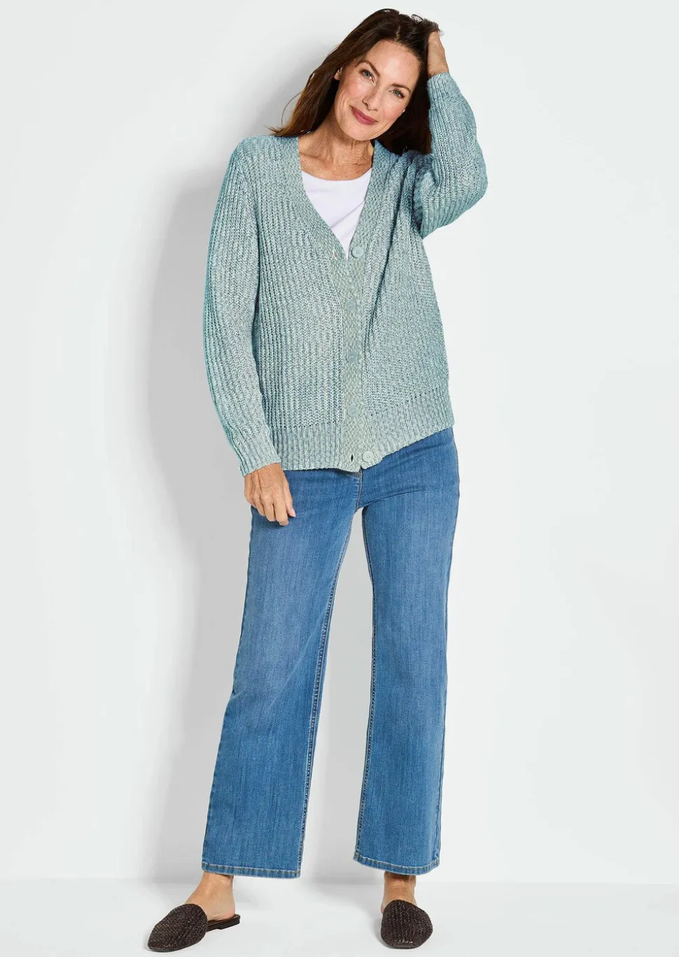 Strickjacke aus Multicolor-Bändchengarn