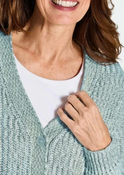 Strickjacke aus Multicolor-Bändchengarn