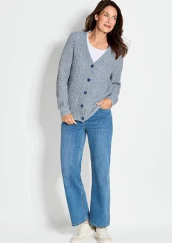 Strickjacke aus Multicolor-Bändchengarn