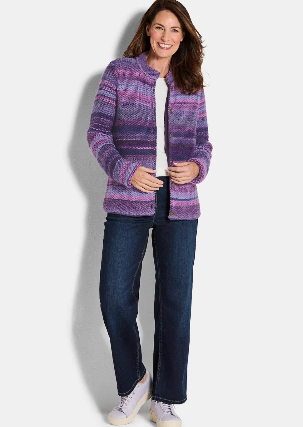 Strickjacke mit Multicolor Ringeloptik