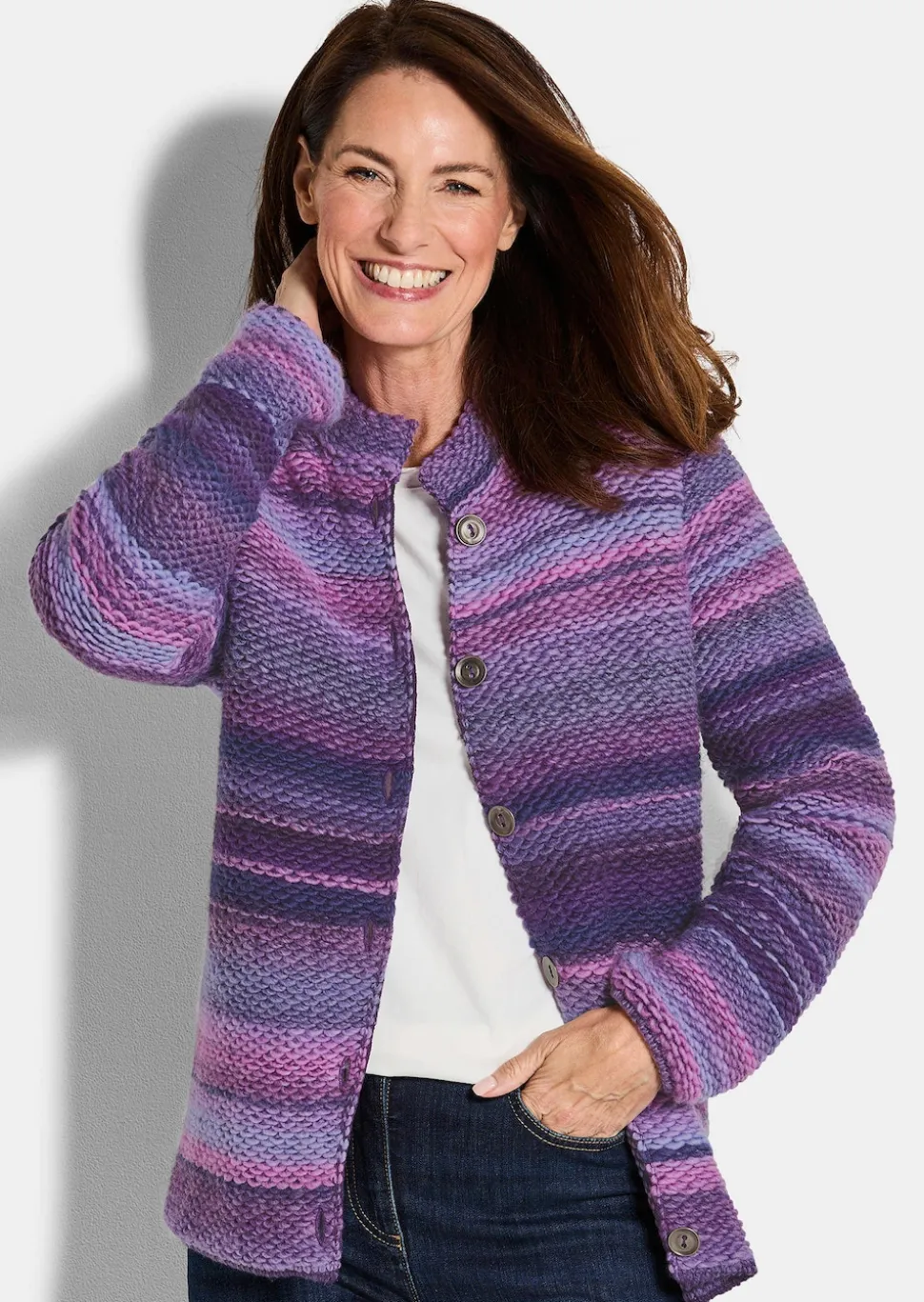 Strickjacke mit Multicolor Ringeloptik