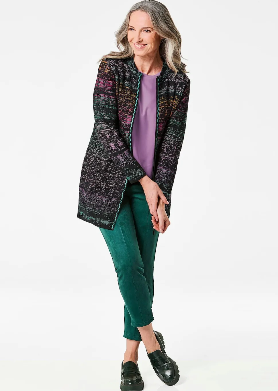 Strickjacke mit Multicolor Ringeloptik