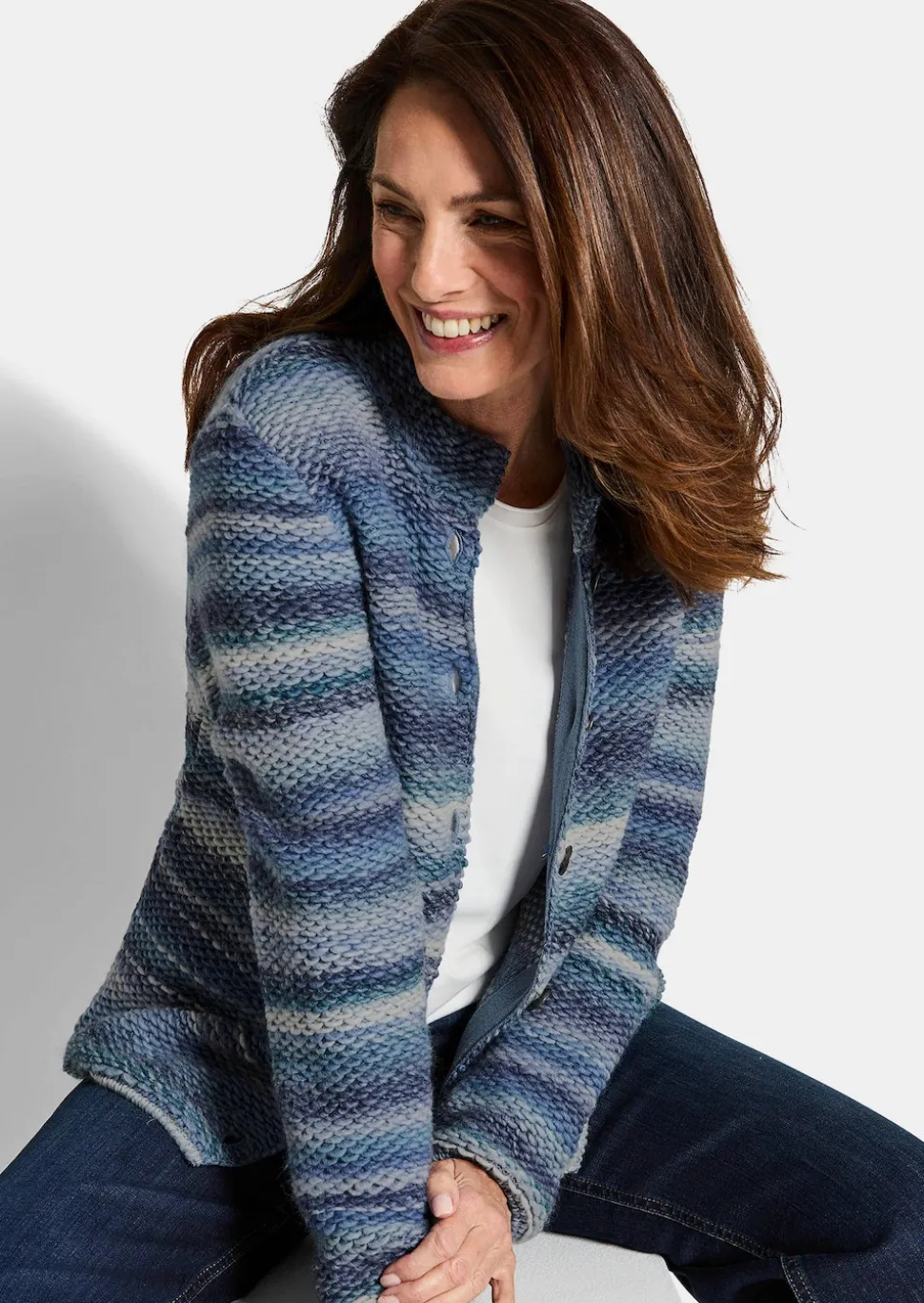 Strickjacke mit Multicolor Ringeloptik