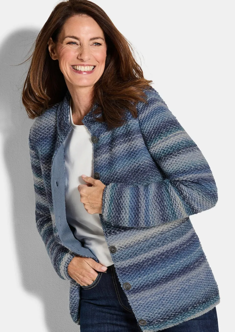 Strickjacke mit Multicolor Ringeloptik